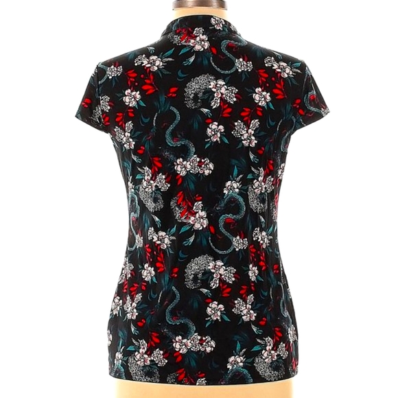 🍒 Exquisite Asian Inspired Floral Keyhole Mandarin Collar Dress Top - LJ - Picture 2 of 15